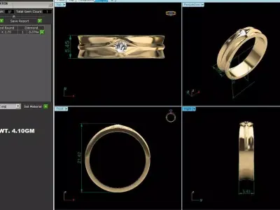 Band 3dm Render Details gold ring with diamond 3D print model