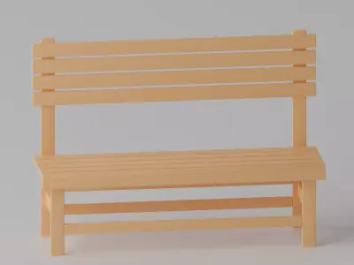 Cartoon Wooden Bench Park Low-poly 3D model