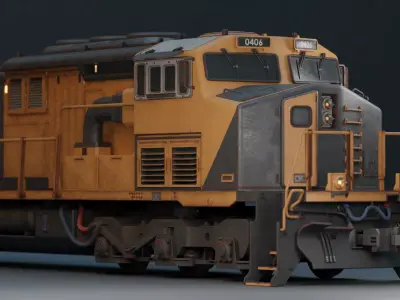 Locomotive train engine Low-poly 3D model