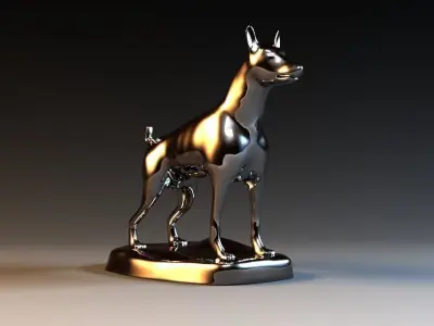 Metal Dog sculpture  Chrome  animal sculpture 3D model