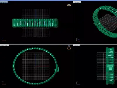 Modern Stone-Set Flexible Gold Bracelet 3D Model 3D print model