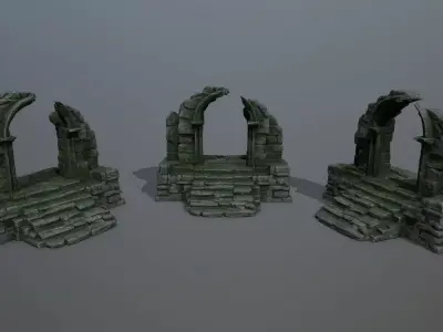 ruin gate Low-poly 3D model