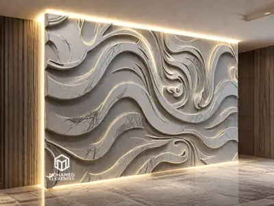 modern panel wall decor set wall relief mural CNC 75 3D model