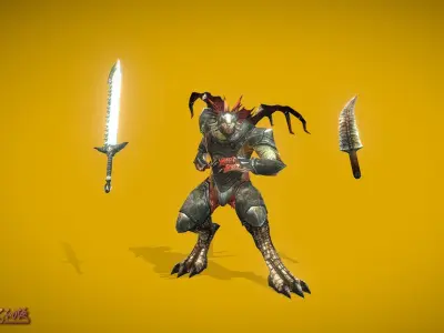 RPG Dragon Warrior Low-poly 3D model