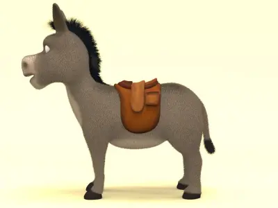 cartoon donkey Low-poly 3D model
