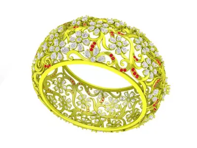 Luxury Diamond Flower Women Bangle Bracelets 7393A 3D print model