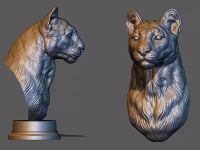 Puma cougar bust 3D print model