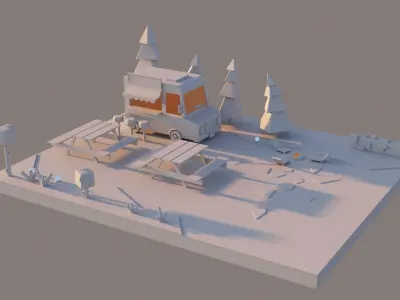 Low poly 3d modular location Set-03 3D model
