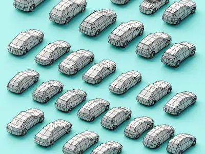 Paper Cars Low-poly 3D model