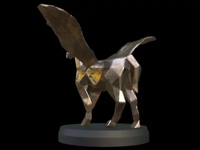Steampunk Pegasus Pose Low-poly 3D model