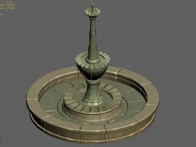 Game Cartoon - Town Fountain 05 3D model