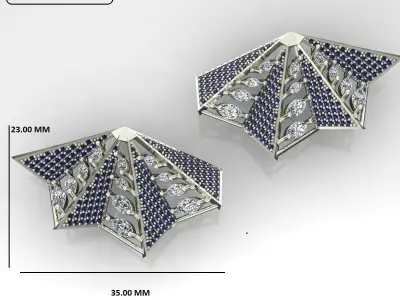 Women Diamond Earrings 3D print model 15