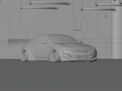 Hyundai Genesis Coupe - Black Material 3D model