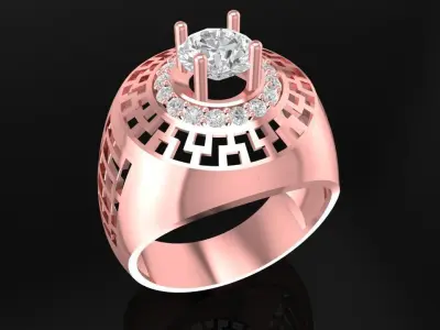 Modern Geometric Diamond Ring for Men 600 3D print model