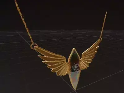 Wings of FreedomElegant Gold and Pearl Necklace 3D print model