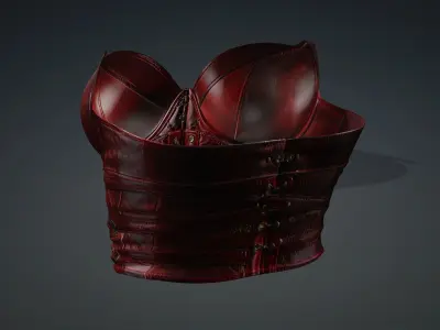 Red leather corset PBR 4k Low-poly 3D model