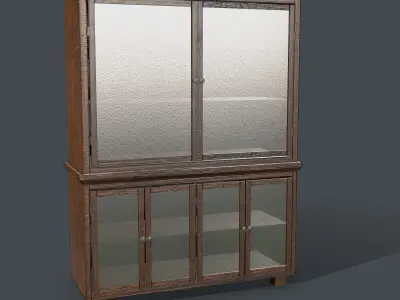 Wood cabinet Low-poly 3D model