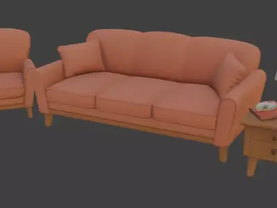 Cartoon style sofa set 3D model shop