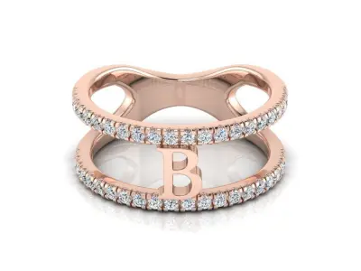 Jewelry Alphabet Ring B 3D print model