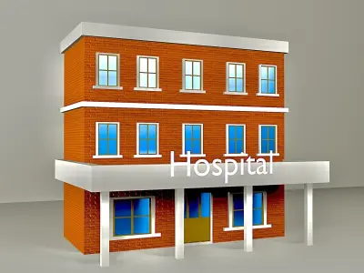 Low poly buildings school building Low-poly 3D model