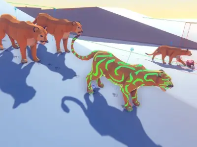 Poly Art Cougar Panther and Mountain Lion Low-poly 3D model