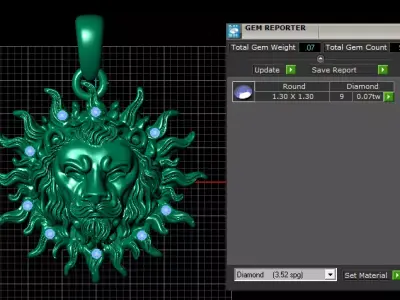 Golden Sun God Pendant 3D print model