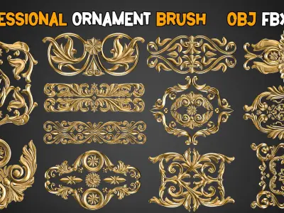 50 Professional Ornaments Brushes   Vol 13 Low-poly 3D model