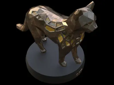 Steampunk Cat Low-poly 3D model