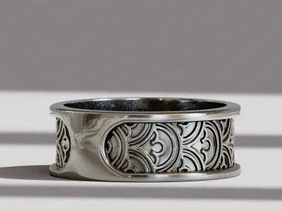  Japanese minimalist waves wedding Ring for engagement 3D print model