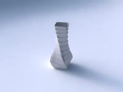 Vase twisted larger opening quadratic with horizontal dents a... 3D print model