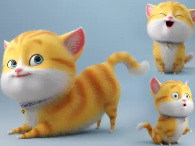 Cartoon Cat Rigged 3D model