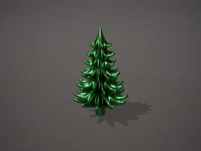 Green Metal Christmas Tree Ornament Low-poly 3D model