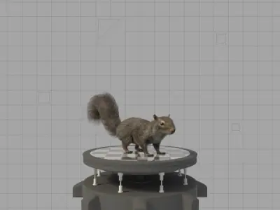 Squirrel on platform Low-poly 3D model