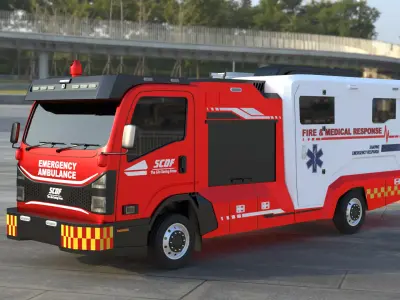 Emergency Response Firefighting and Medical Rescue Trucks 3D model