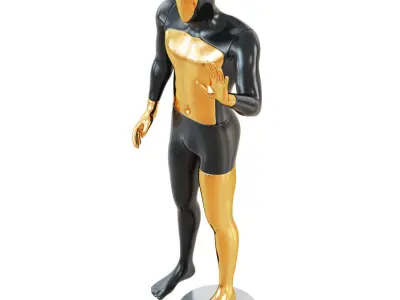 Faceless male mannequin with a gold face 53 3D model