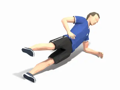 Side Plank With Leg Raise Exercise Man Animation Low-poly 3D model