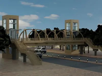 Pedestrian Overpass Low-poly 3D model