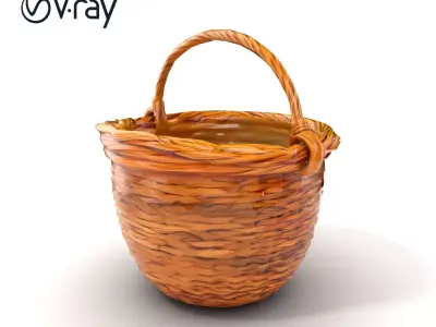 Country Style Woven Basket D Model Pack Low-poly 3D model