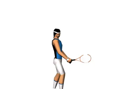 Tennis player lowpoly and animated Low-poly 3D model