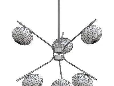 levity six light chandelier with globes 3D model