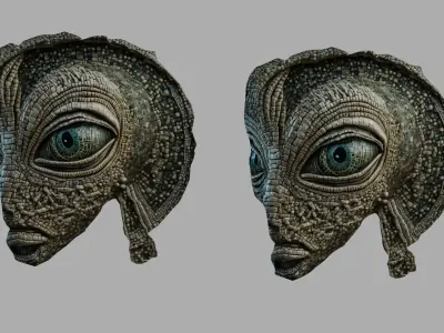 3D alien sea space god mosaic with materials and textures Low-poly 3D model