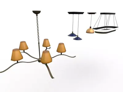 Modern Lighting Kit Low Poly Chandelier Lamp Set Interior Props Low-poly 3D model