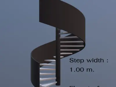 Spiral stair with solid stringer 3D Model Collection