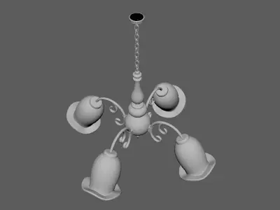 Chandelier lamp with two speakers hanging from it Low-poly 3D model