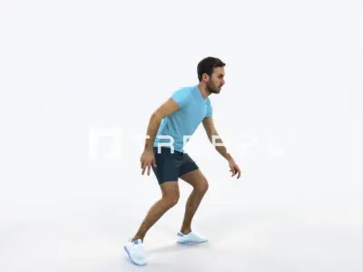 Flow 09H Football Changing Direction Sports Man Low-poly 3D model