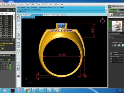Luxury Round Gemstone Halo Men Ring with Diamond Accents 379 3D print model
