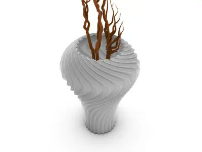 Wavy Plants Vase 3D model