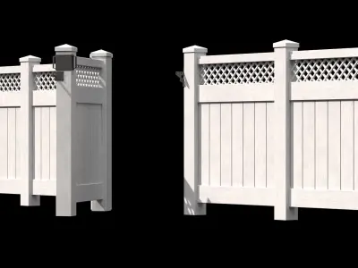 Wooden Fence set PBR 05 Low-poly 3D model