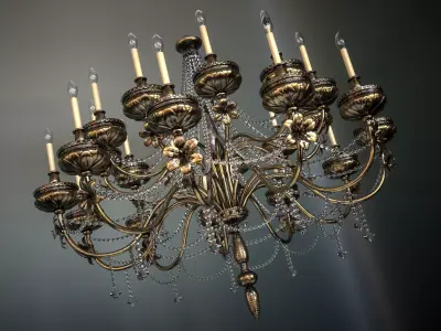 Ornate Floral Chandelier 3D model