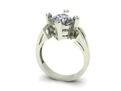 big stone solitaire ring 3D print model